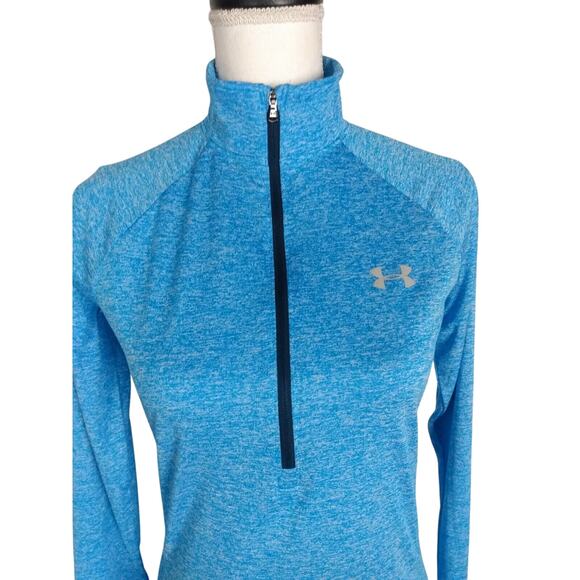 UNDER ARMOUR WOMEN'S TECH 1/2 ZIP TWIST SHIRT Light Blue Size Small - Picture 2 of 6
